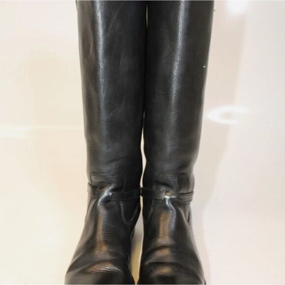 Frye Lindsay Plate Tall Black Leather Harness Riding Boots - Picture 8 of 13